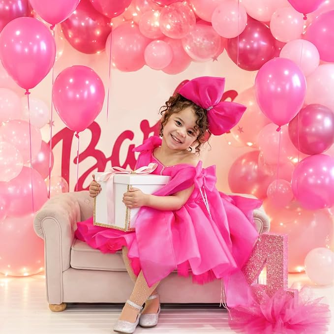 Patimate Pink Balloons Set, 50 pcs 12 inch Metallic Pastel Hot Pink Latex Balloons Kit for Girls Women Birthday Baby Shower Bachelorette Wedding Bridal Shower Princess Party Decorations