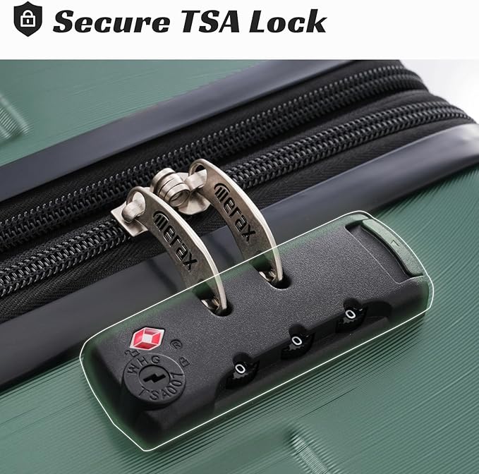Merax 28 Inch Checked-Large Luggage with Wheels Aluminum Alloy Corner Hard Shell Suitcase TSA Luggage Suitcases for Travel Woman Men(Green)