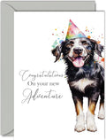 Good Luck New Adventure Cards for Women Men - Party Dog - Leaving Gifts Congratulations Card for Retirement New Job University Relocation Expat, A5 Farewell Greeting Cards