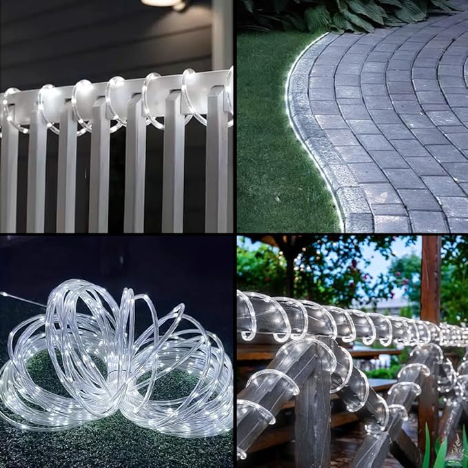 Solar Rope Lights 39FT 100LEDs,IP65 Waterproof Outdoor String Light, Palm Tree Lights for Party Garden Yard Pathway Patio Wedding Christmas Halloween Holiday Decoration (Cool White)