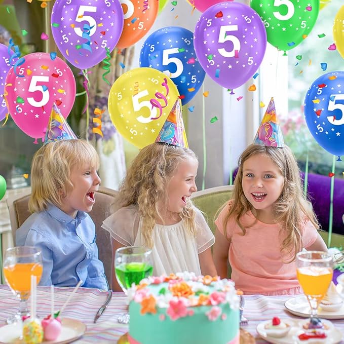 Ainiv 5th Birthday Balloons 18PCS, 12inch Numbers Printed Latex Party Balloons, 5th Anniversary Party Supplies Balloons, Numbers Balloons Decorations for Girls Boys 5 Year Old Birthday Party