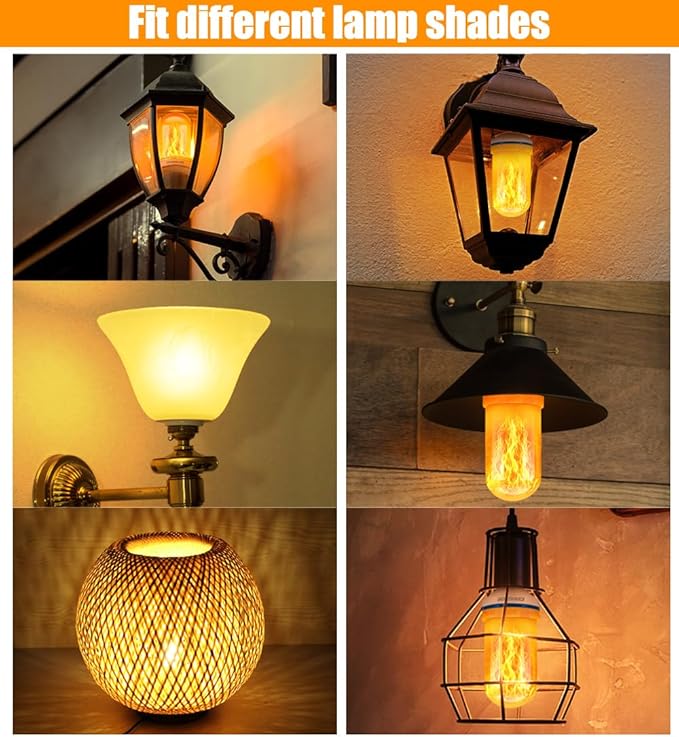 CPPSLEE Upgraded LED Flame Light Bulbs, 4 Modes Flickering Light Bulbs, E26 Base Fire Flame Bulb for Halloween Decorations Outdoor, Christmas Lights Patio Indoor Home Decor (Yellow, 1 Pack)