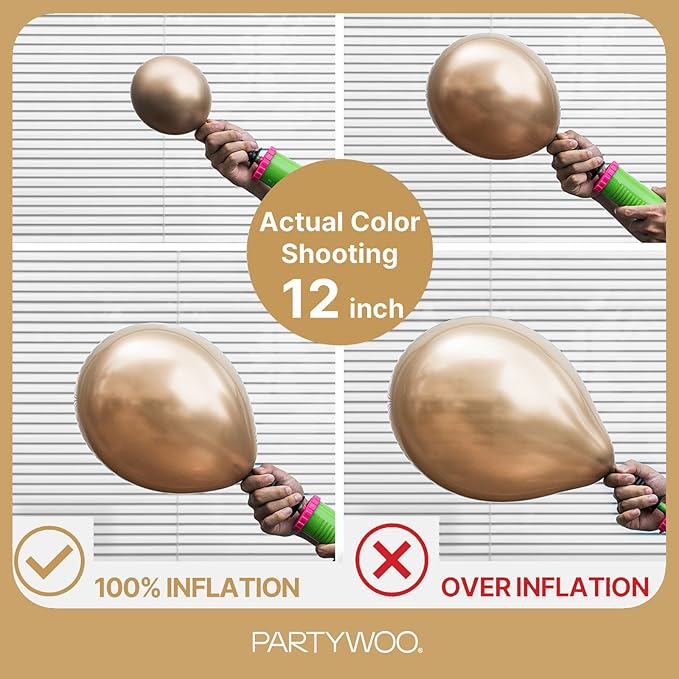 PartyWoo Metallic Gold Balloons 152pcs Different Sizes of 18 12 10 5 Inch Chrome Gold Balloon Arch Kit Garland for Birthday Graduation Baby Shower Wedding Bachelorette Party Decorations Gold-G127