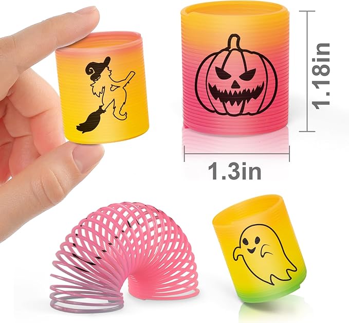 36 Packs Spring Rainbow Magic Fidget Stress Coil Mini Springs Bulk Toys Party Favor Birthday Carnival Prize Goodie Bag Stuffers For Kids Boys Girls (Halloween)
