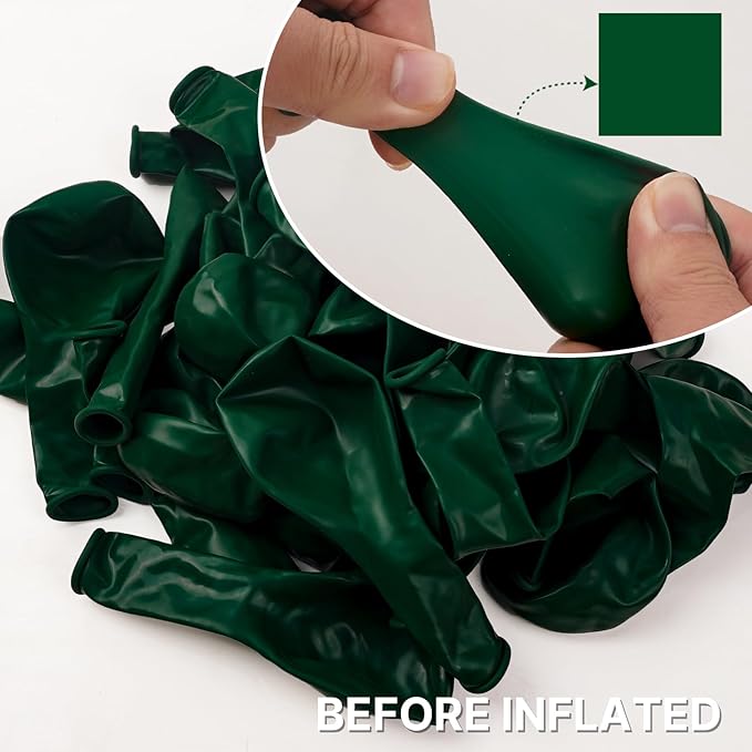 PartyWoo Green Balloons 140 pcs Different Sizes of 18 12 10 5 Inch Dark Green Balloon Arch Kit Garland for Birthday Graduation Bachelorette Dinosaur Jungle Golf Theme Party Decorations Green-Y56