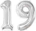 Silver Number 19 Balloon 40 inch, 19 Number Balloons, 19th Silver Birthday Decorations for Girls Boys Kids, 19 Year Old Silver Party Supplies