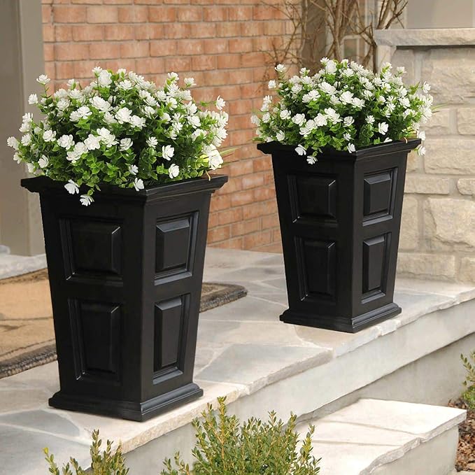 RECUTMS Artificial Flowers, Fake Boxwood Outdoor UV Resistant Plants Artificial Springs Flowers Eucalyptus Greenery Shrubs Bridal Wedding Bouquet for Home Garden Party Wedding Decoration(White)
