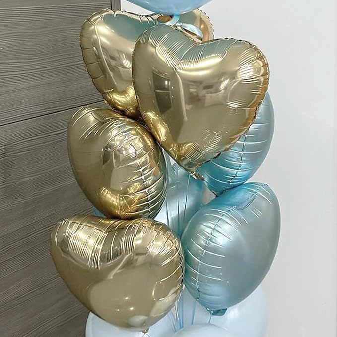Baby Blue Heart Foil Balloons, 10PCS Light Blue Heart Shape Balloon, 18Inch Large Heart Polyester Film Balloon for Birthday Baby Shower Graduation Wedding Bridal Retirement Winter Party Supplies