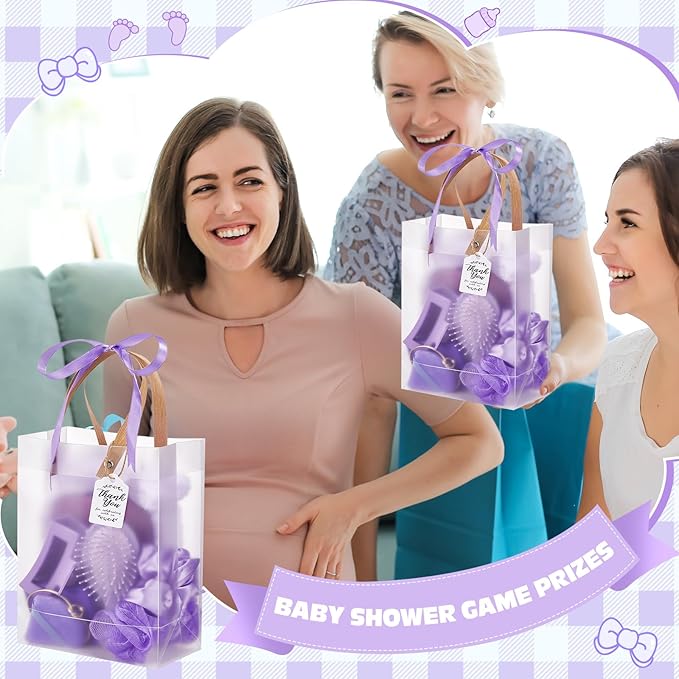 74Pcs Baby Shower Prizes for Game Winners Baby Shower Favors Gifts including Headband Hair Brush Jewelry Box with Gift Bag for Baby Shower Game Prizes Wedding Bridal Shower Favors (Purple)