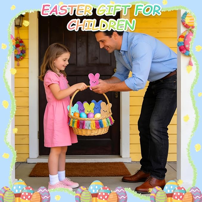vizethru 12 Pcs Easter Bunny Plush Toys,Easter Basket Stuffers Toys for Kids,Bunny Stuffed Animals, Easter Party Favors Gift Toys for Kids