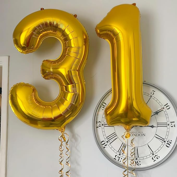 Gold 9 Balloon Number,40 Inch Number 9 Balloon Large Gold 9 Foil Mylar Helium Balloon for Birthday Party Decorations