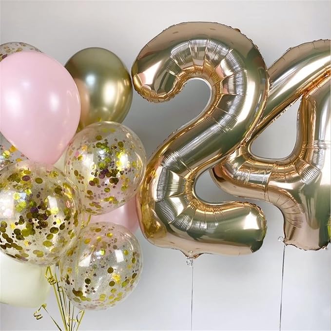 60th Birthday Balloons Champagne Gold for Women, 40 Inch Giant Foil Number 60 Balloons Self Inflating, Light Gold Digit 6 & 0 Helium Balloons for Men 60th Anniversary Party Decorations Supplies