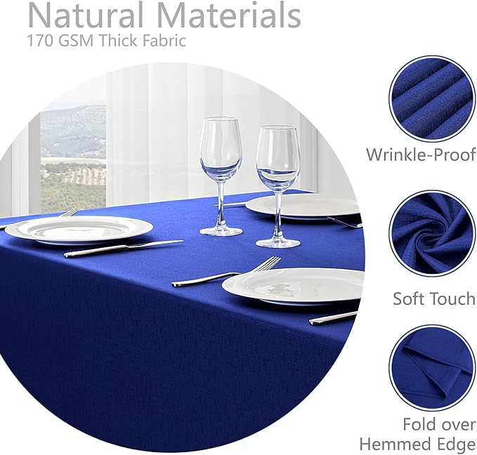 Rectangle Tablecloth Waterproof 60x84 inch Linen Textured Table Cloth Stain and Wrinkle Resistant Washable, Decorative Fabric Table Cover for Dining, Party and Camping, Royal Blue