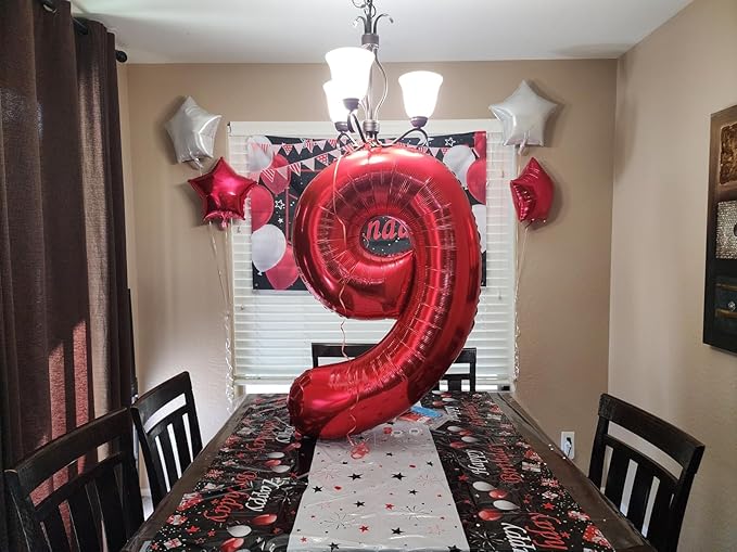 40 Inch Number 7 Balloon, Red Seven Birthday Decor, 7 17 27 70 Year Old Balloon Number for Engagement, Wedding, Graduations