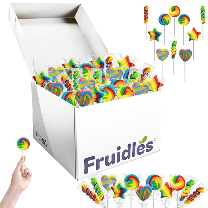 Swirl and Twist Rainbow Lollipop and Ring Mix,(25-Pack) Assorted Flavors, Great for Birthday Parties, Events, and Goody Bag Fillers, Party Favors, Individually Wrapped Suckers (25-Pack)