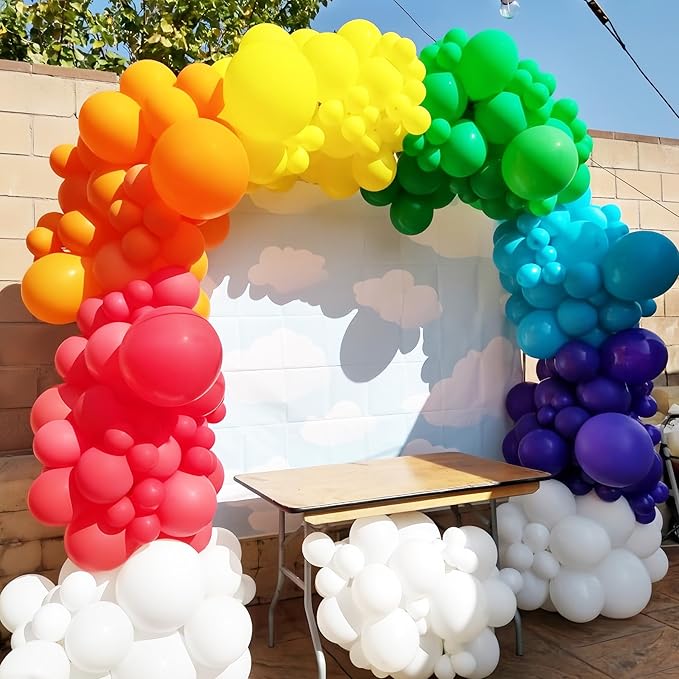 134pcs Rainbow Balloon Arch Kit Different Sizes 18" 12" 10" 5" Assorted Color Latex Balloon Garland Arch Kit for Birthday Baby Shower Graduation Wedding Gender Reveal Party Decorations