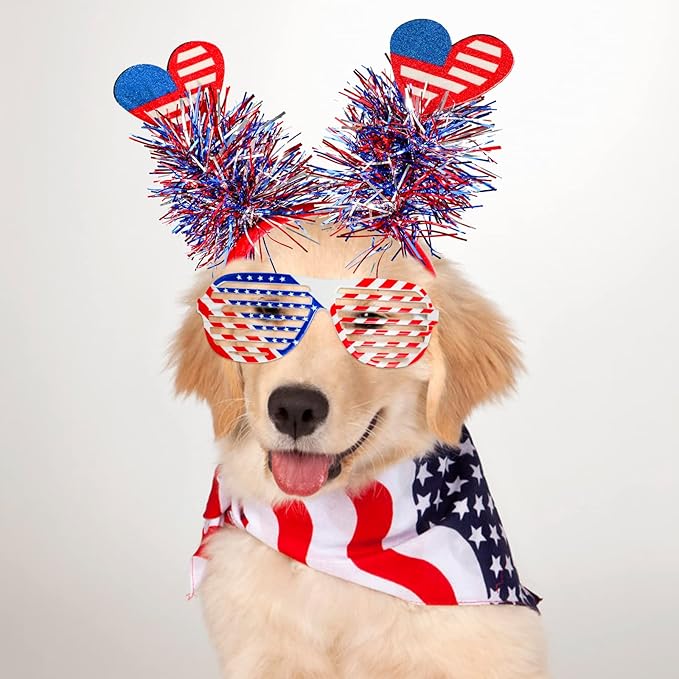 MGparty 12pcs 4th of July Headbands and Glasses for Kids Adults 4th of July Party Favors Supplies Patriotic Accessories Decorations