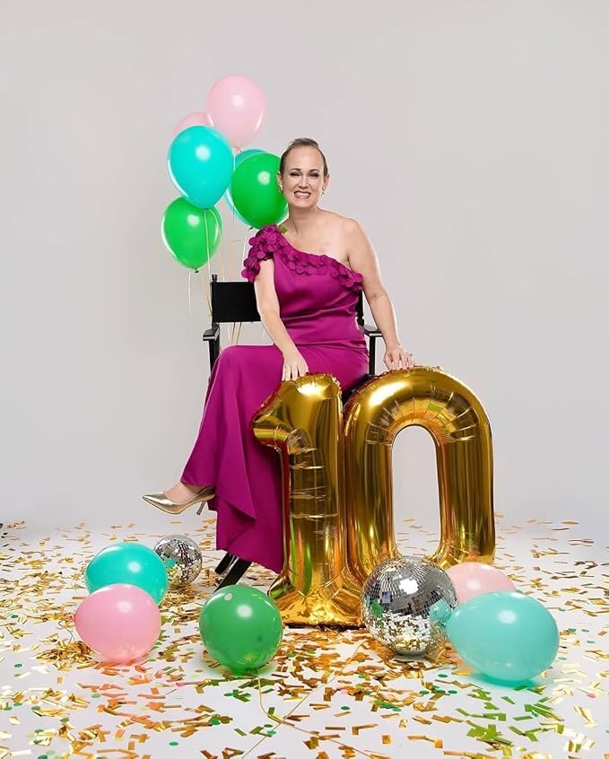 40 Inch Gold Number 6 Balloon, Giant 6 Number Balloons for 6th Birthday Decorations, Party Supplies for Baby Boy Girl, Gold Party Decor
