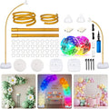 AerWo Lighted Balloon Arch Kit 9.35FT & 6FT, Free Bending Half Balloon Arch Stand with Base, Floor Gold Balloon Arch Frame for Wedding Birthday Party Baby Shower Yard Lawn Home Christmas Decorations