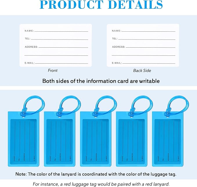 100 Pack Luggage Tags for Suitcases, Airplane Travel Essentials for Flying, International Travel Must Haves, and Luggage Accessories by Sodsay