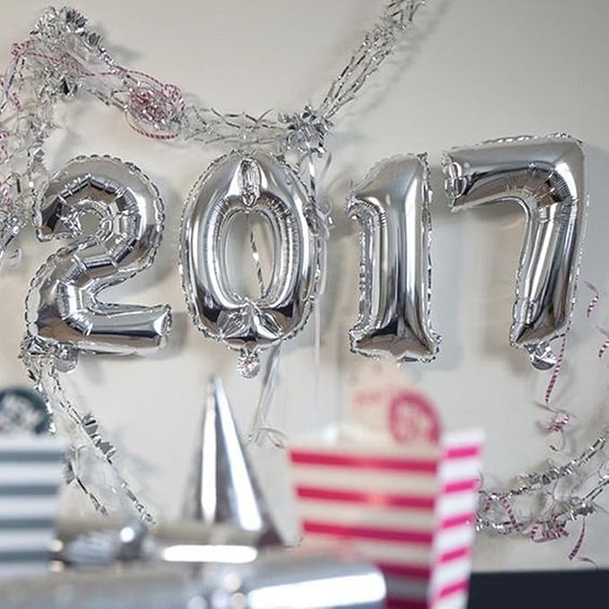 Glanzzeit 16 Inch Silver Foil Balloons Letters A to Z Numbers 0 to 9 for Prom Wedding Birthday Party Decor (Number 9)