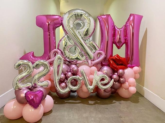 40 Inch Large Hot Pink Letter V Balloons Alphabet V Letter Balloons Foil Mylar Letter A Balloons for Birthday Party Anniversary New Year Graduation Wedding