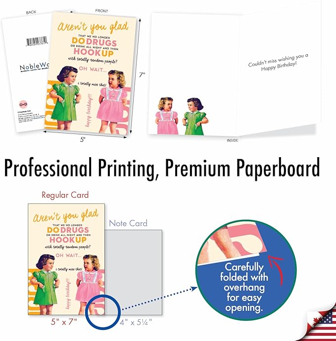 NobleWorks - 1 Funny Women's Birthday Card - Hilarious Bday Greeting Card with Envelope, Sassy Celebration - Aren't You Glad C7025BDG