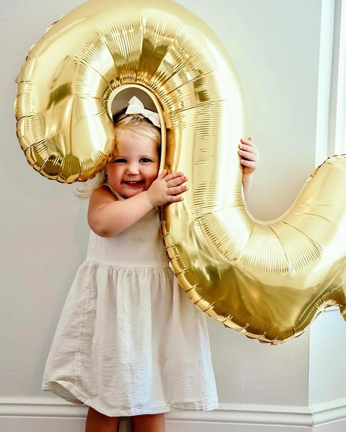 Champagne Gold 4 Balloon, Number Balloons 40 Inch, Light Gold 4th Birthday Decorations for Girls Four Large Numbers for Party Decor, Number 4 Balloon