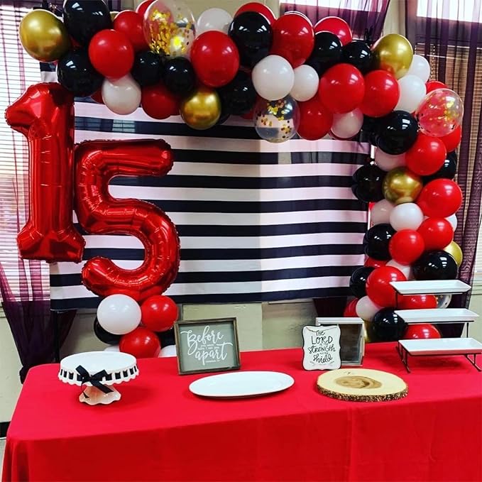 Red Number 1 Balloons, 40 Inch Large Foil Number Balloons Set 0-9 for Women, Self Inflating Digital 1 Helium Balloon for Girls Boys 1st Age Birthday Anniversary Party Decorations Photo Shoot Supplies