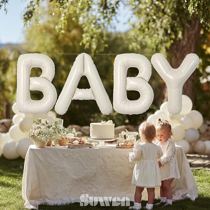 SUWEN 40 Inch Cream Large T Letter Balloons Big Foil Helium Letter Balloons A-Z Jumbo Mylar Happy Birthday Party Decorations for Girl Anniversary Party Supplies