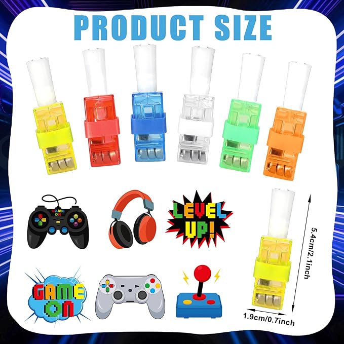 CHUNNIN 36 PCS Video Game Party Favors Game LED Light Up Finger Lights, Glow in the Dark Fillers Gamer Party Finger Light Bulk for Chriatmas Goodie Treat Bags Stuffers Game Birthday Party Supplies