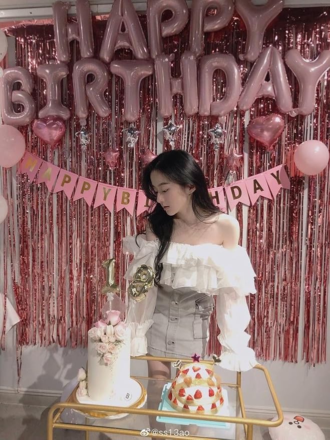 [85 PCS] 16" Pink Letter Number Balloons, Happy Birthday & 2 Sets of A-Z 0-9, Foil Mylar Aluminum Hanging Alphabet for Graduation New Year eve Birthday Party Decorations