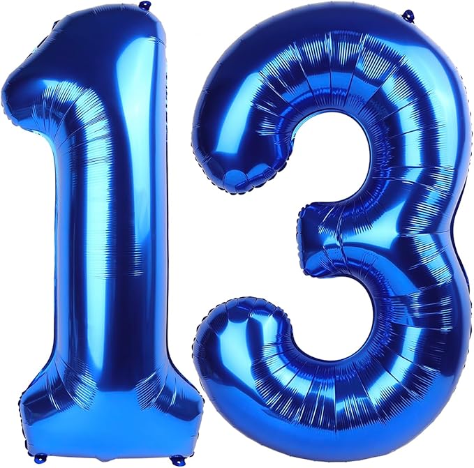 13 Number Balloons, Dark Blue Balloons for Man Woman 13th Birthday Decoration, Foil Number Ballon for 13, 31 Anniversary, Bridal Shower, Graduation, Halloween, Christmas, New Year