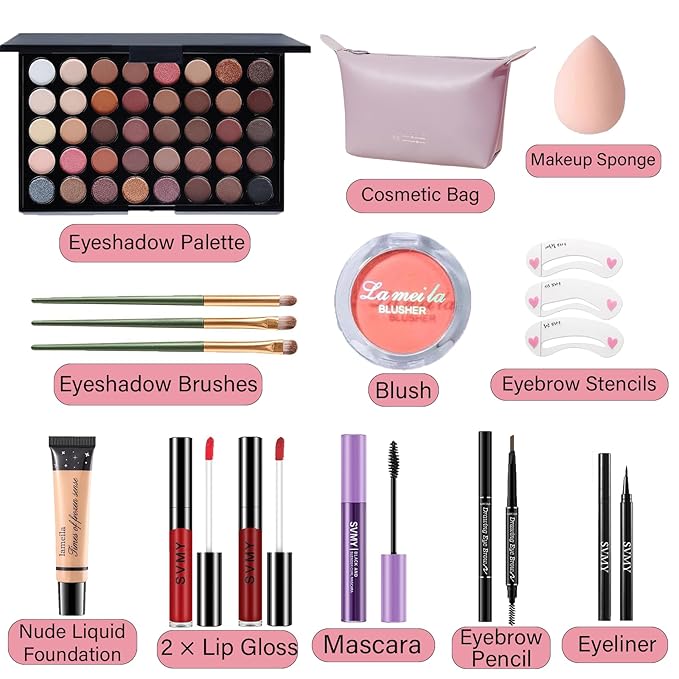 Makeup Set for Women, Makeup Full Kit for Beginners & Professionals, Travel Make up Set for Teens & Adults, Make up Gift Set for Girls, Eyeshadow Palette, Lip Gloss