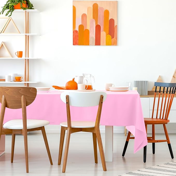 Kopokita 6PCS Pink Plastic Tablecloths 54 x 108 Inch, Disposable Table Cloths Rectangle Party Table Covers