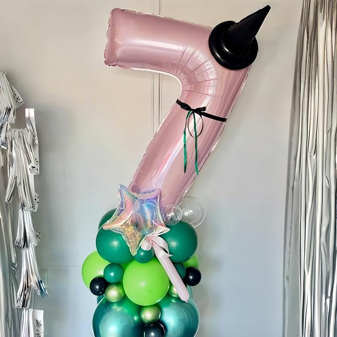 Light Pink Foil Balloon Number 7, 40'' Giant Self Inflating Number Balloons Set 0-9, Large Pastel Pink Number 7 Helium Balloon for Girls 7th Birthday Princess Party Decorations Supplies