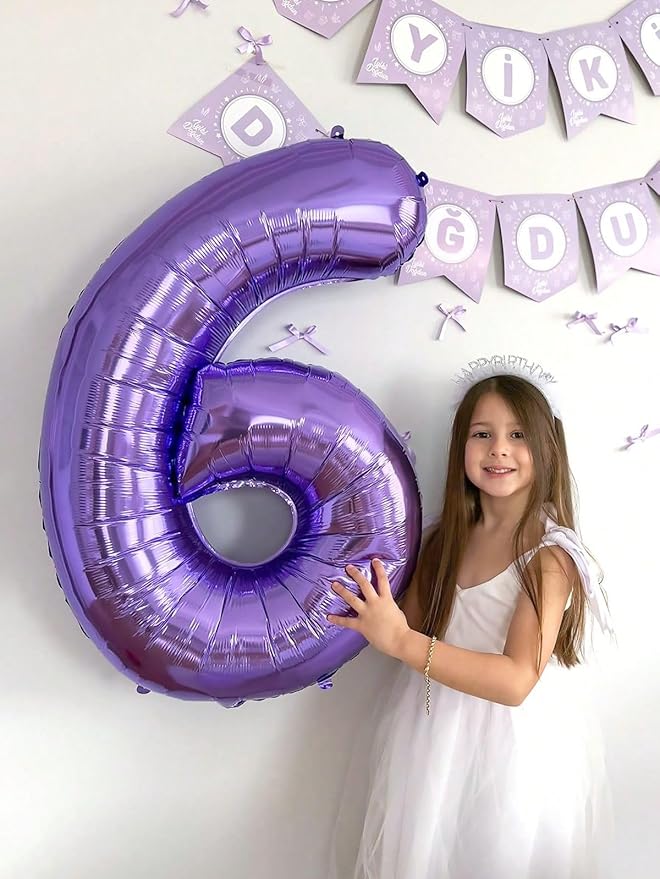 Number 5 Balloons 40 Inch Foil Balloons for Boys And Girls, Purple Numbers Balloon for 5, 15, 25, 50 Birthday Party Decoration, Anniversary, Wedding, Single Supplies