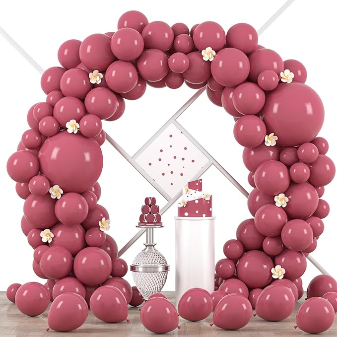 90pack Retro Hot Pink Balloons Different Size 18/12/10/5 Inch Retro Hot Pink Balloon Garland Arch Kit for Graduation, Wedding, Birthday, Princess Theme Party, Valentine's Day Decorations