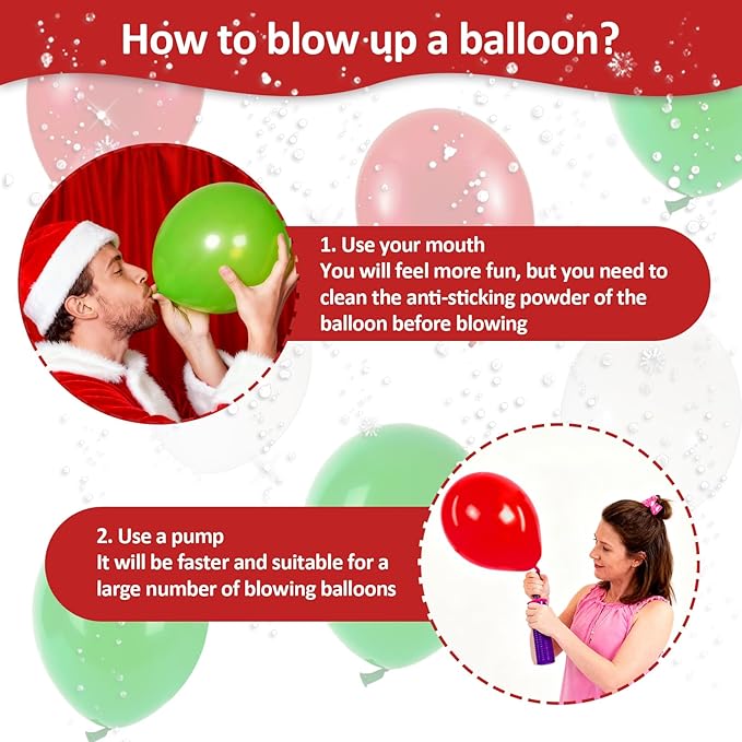 100PCS Christmas Balloons Garland Arch - MAQIHAN Xmas Red Green White Balloons Christmas Birthday Party Decorations Latex Balloons Globos Para Decoracion De Fiestas Tree Baloons Party Supplies 12 Inch