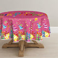 Horaldaily Birthday Tablecloth 60x60 Inch Round, Happy Birthday Ballon Pink Washable Seasonal Table Cover for Party Picnic Dinner Decor