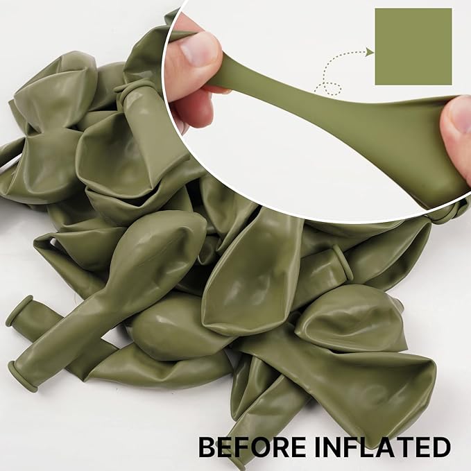 PartyWoo Sage Green Balloons 152pcs Different Sizes of 18 12 10 5 Inch Olive Boho Green Latex Balloon Arch Kit for Wedding Birthday Dinosaur Jungle Golf Football Theme Party Decorations Green-F11