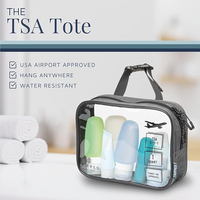 Toiletry Bag Kit Set: Hanging Travel Toiletry Bag + 311 TSA Cosmetic Liquid Bag + Ultralight Accessory Organizer Pouch
