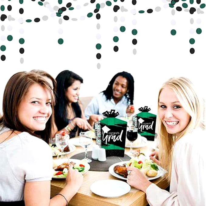 Black Green Silver Football Party-Decorations - 30pcs Soccer Graduation Streamers,Tissue Pom Poms,Tassel Garland Backdrop Men Boys Birthday Spring Sunmer Bunting Jungle theme Banner Lasting Surprise