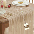 IVAPUPU 6 Pcs Cheesecloth Table Runner - 10ft Nude Easter Spring Boho Gauze Cheese Cloth Table Runners for Baby Shower Decoration Wedding Party Garden Farmhouse Decor