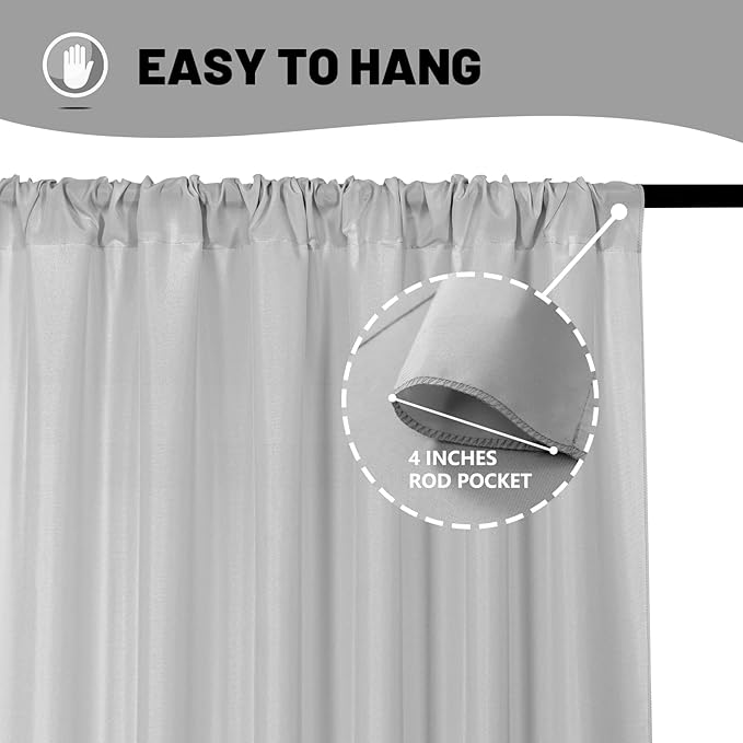 MYSKY HOME Light Grey Backdrop Curtains for Parties, Weddings, Stage - 5ft x 10ft, 2 Panels