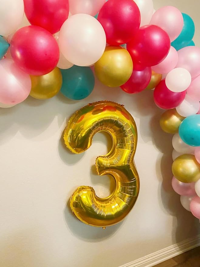 Balloon Numbers 40 Inch 5 Ballon for 5th Birthday Decorations, 15 25 35 50 Big Gold Number Balloons for Wedding Photo Shoot Party Decor