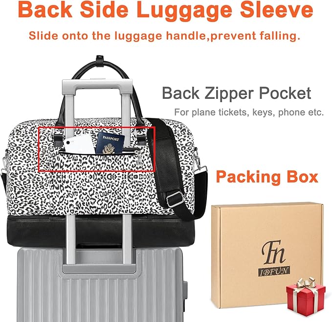 IBFUN Weekender Bags for Women, 21" Weekender Travel Bag, Travel Duffle Bag with Shoe Compartment Carry on Overnight Duffel Bag for Weekend Travel Business Trip, 3PCS