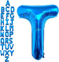 40 Inch Blue Letter T Balloons, DIY Phrase Foil Alphabet Letter T Balloons DIY Word T Banner for Birthday Anniversary Celebration Graduation Party Supplies Decoration