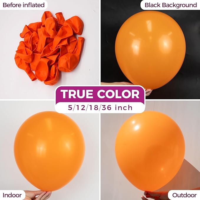 Bezente Large Thick Orange Balloons - 30 Pack Big Round Latex Balloons for Birthday, Bridal Shower, Wedding, Halloween Party Decorations