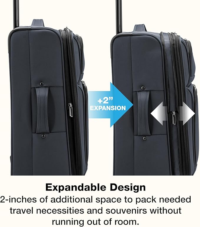 U.S. Traveler Anzio Softside Expandable Luggage with Spinner Wheels, Dark Grey, 2-Piece Set (22/30)